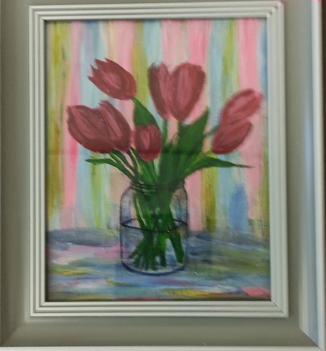 Josie, tulips.